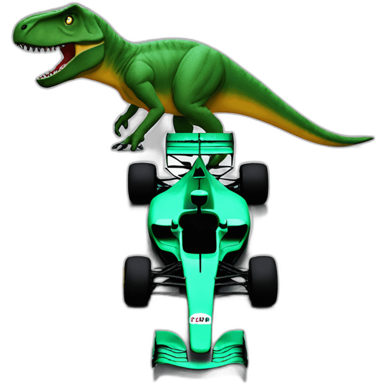 t-rex behind f1 car emoji