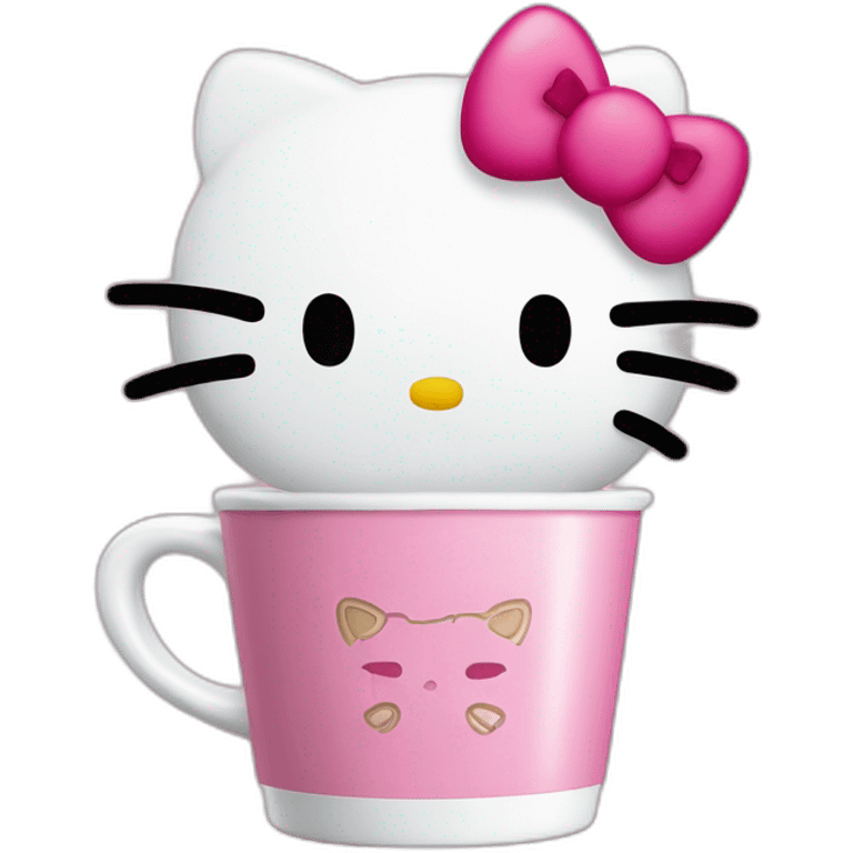 hello kitty com copo de café emoji