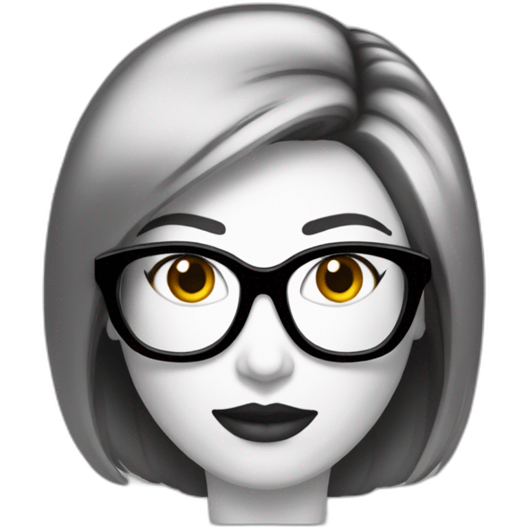 Femme-cheveux-noir-très-court-lunettes emoji