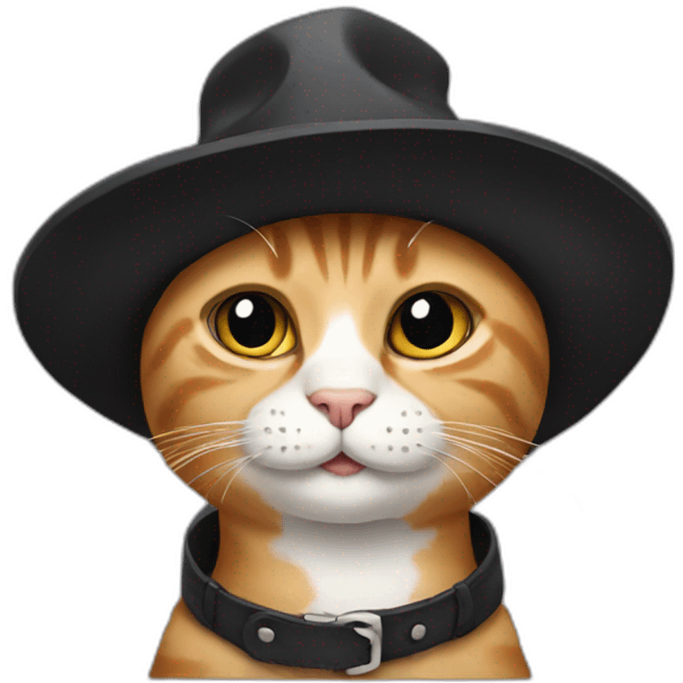 Cat with black hat emoji