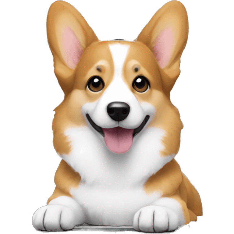 Black&White corgis that works with laptop emoji