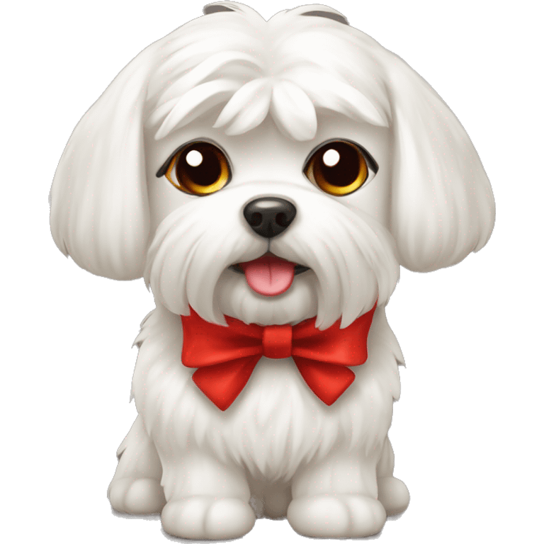 Maltese doge with red bow emoji