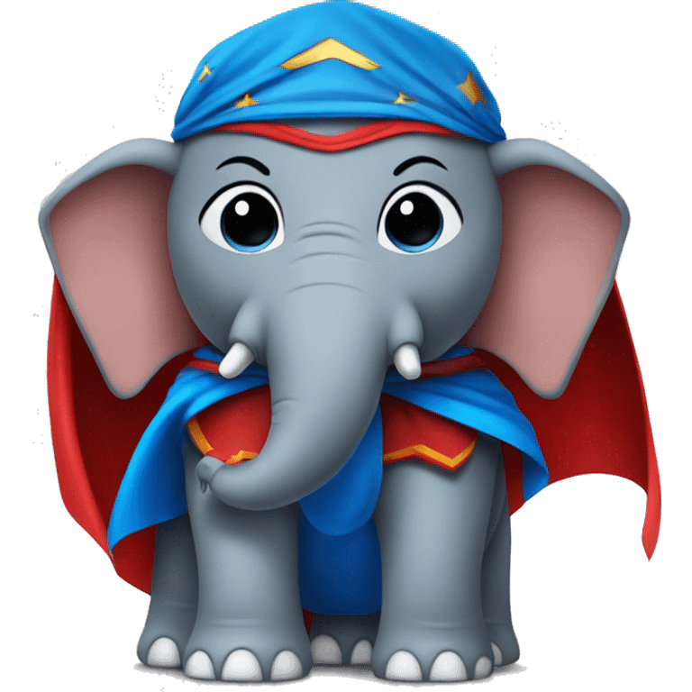 Elephant super-hero blue and red with a cape emoji