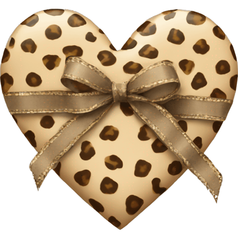 beige heart with cheeta print ribbon  emoji