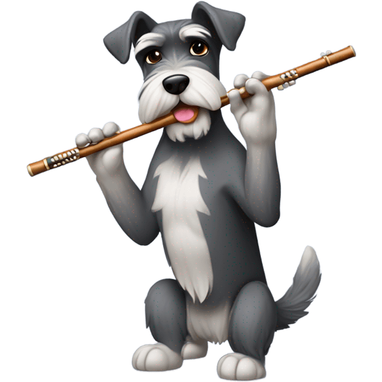 Schnauzer playing a flute emoji