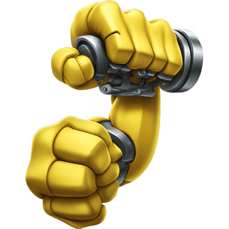 Flexing yellow mechanical cyborg bicep and arm emoji