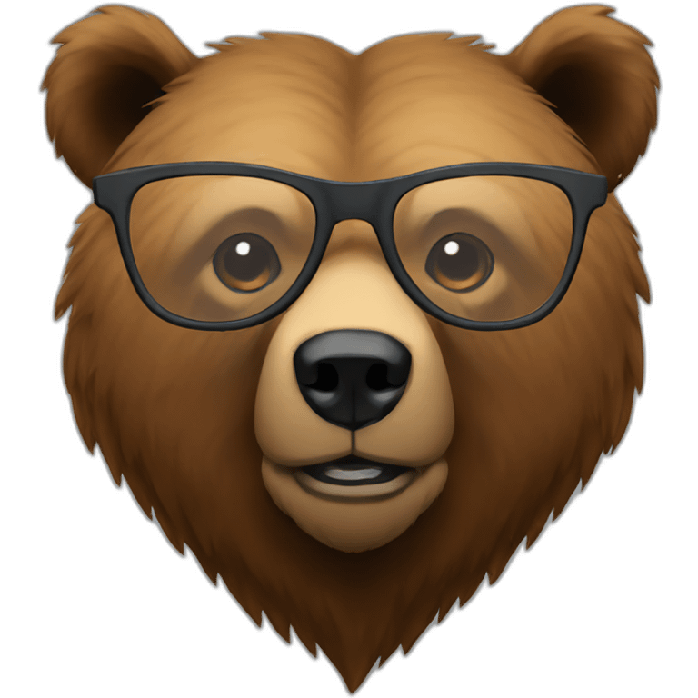 Grizzly head with glasses cool emoji