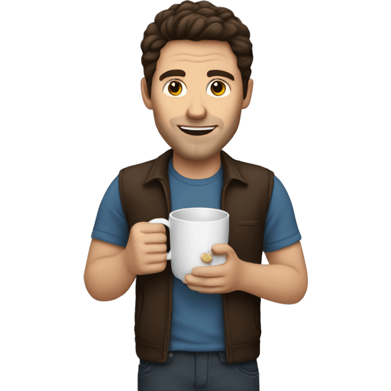 white man with dark brown hair and a coffee mug in his hand emoji