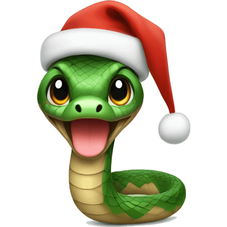 cute snake with christmas hat emoji