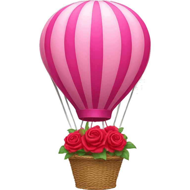 Pink hot air balloon with roses  emoji