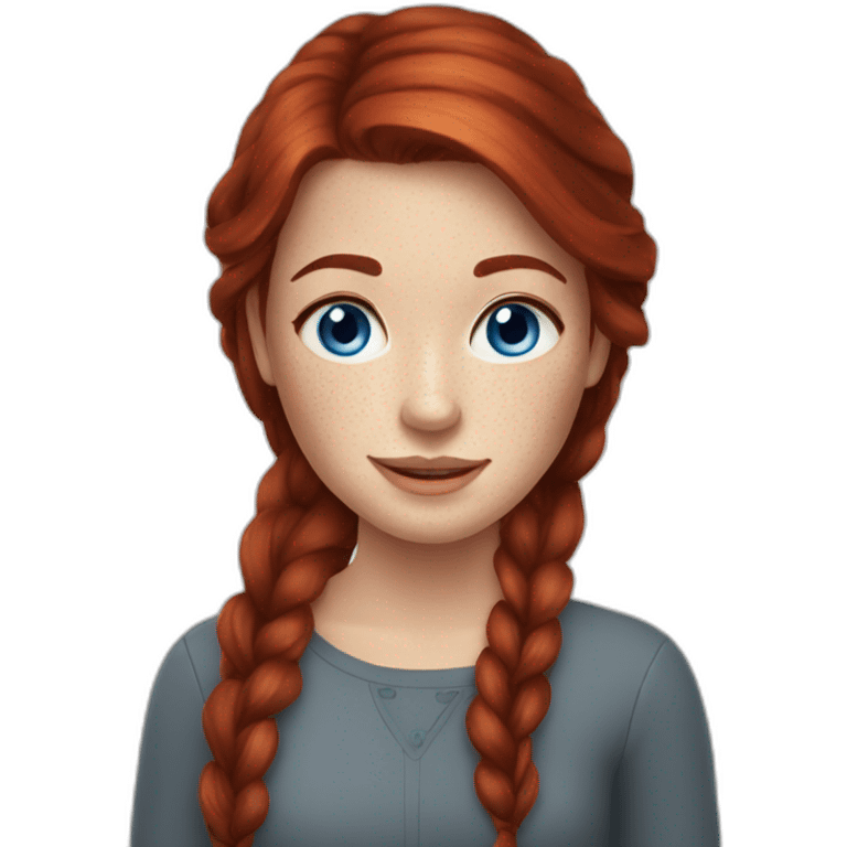 Dark red hair girl blue eyes freckles emoji