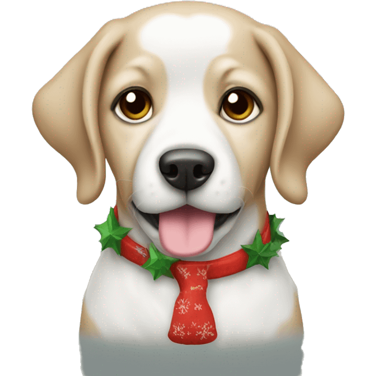 dog with christmas shirt emoji