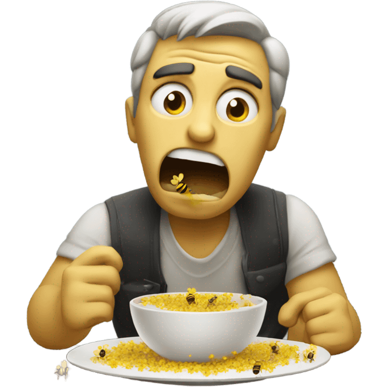 Angry man eating a bowl of bees emoji