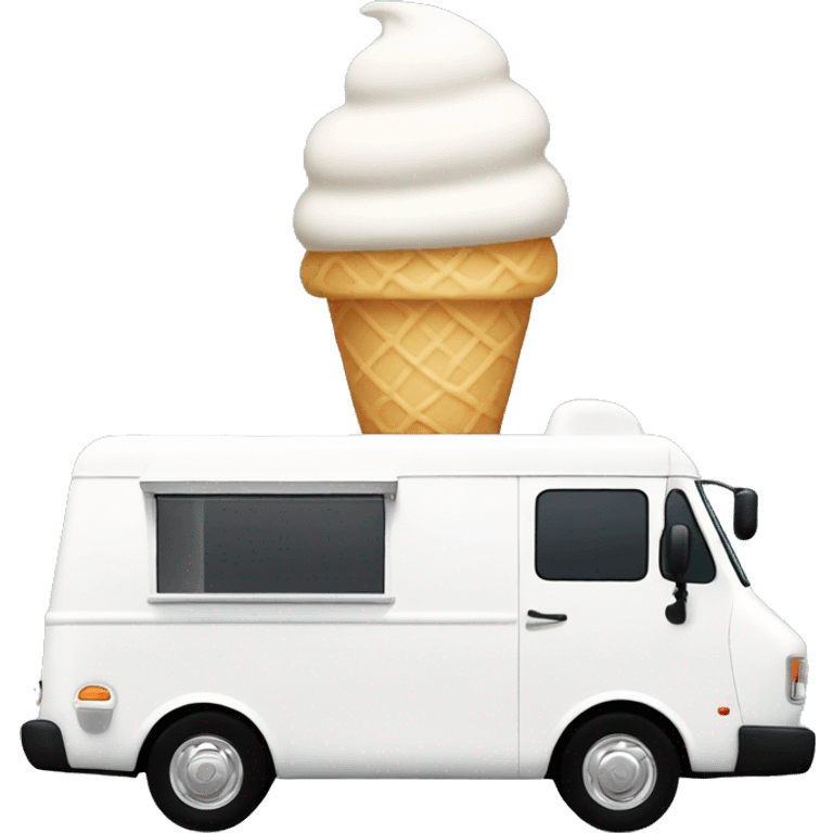 minimalistic white ice-cream van, profile view emoji