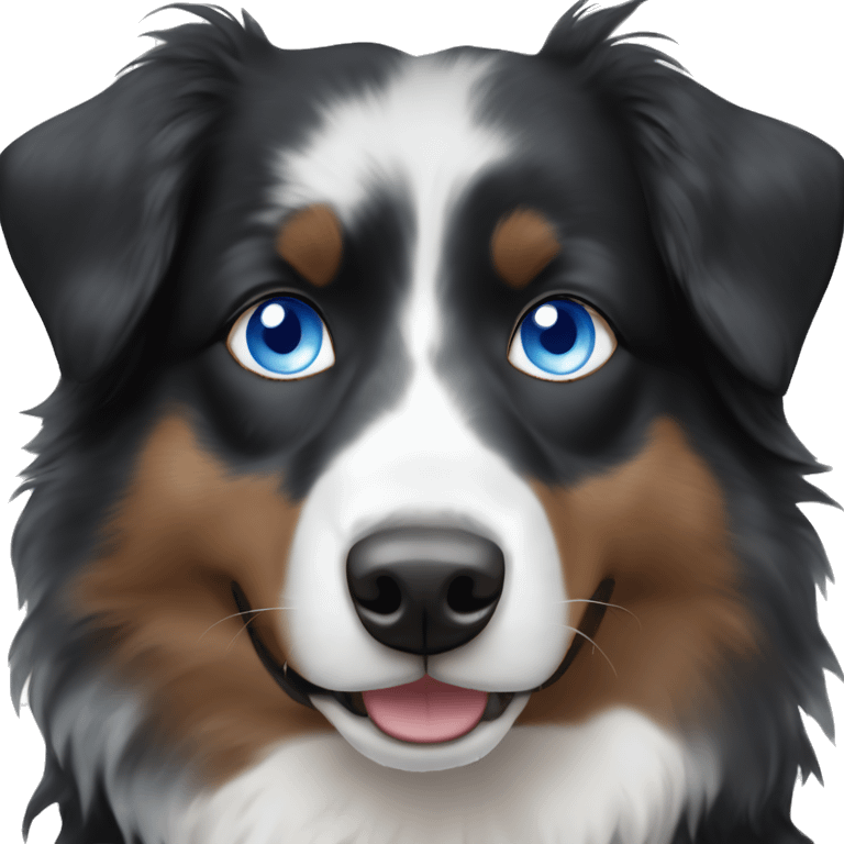 Black tri Australian shepherd with ice blue eyes emoji