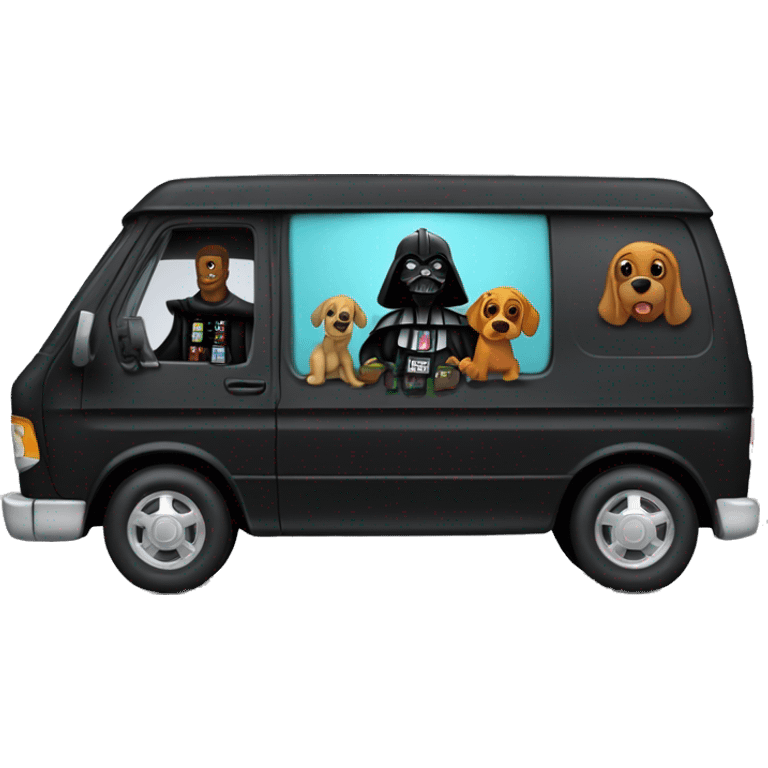 Side view Darth Vader’s and Scooby Doo van emoji