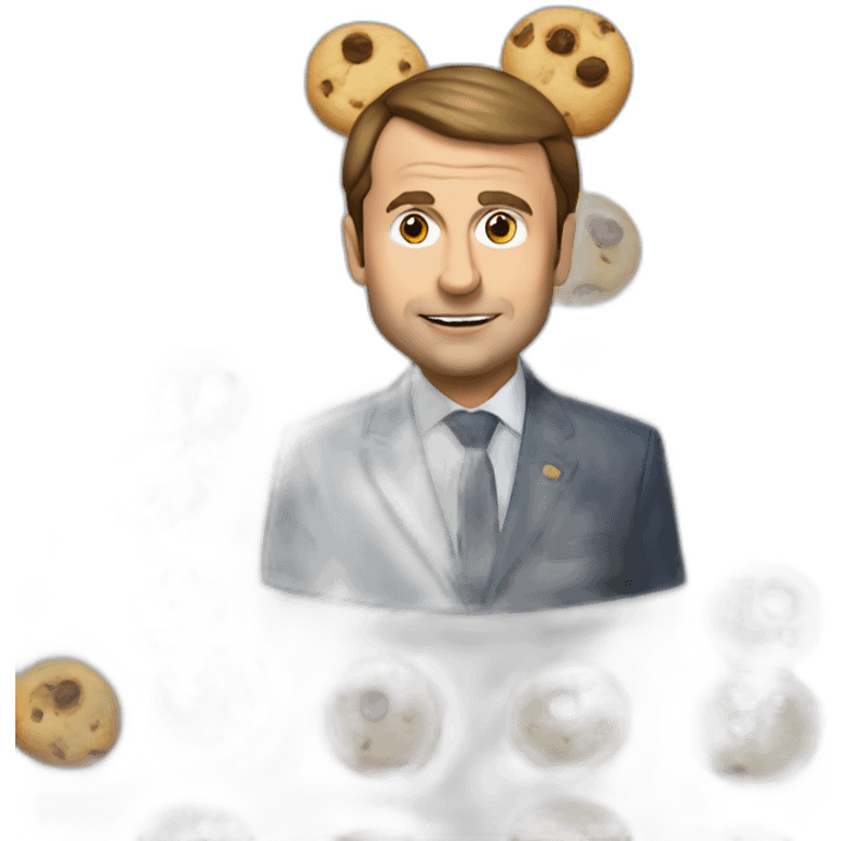 Macron qui mange un cookie emoji