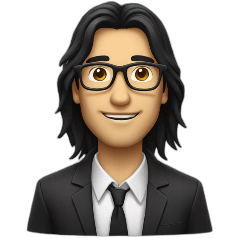 Guy with long black hair and square glasses emoji