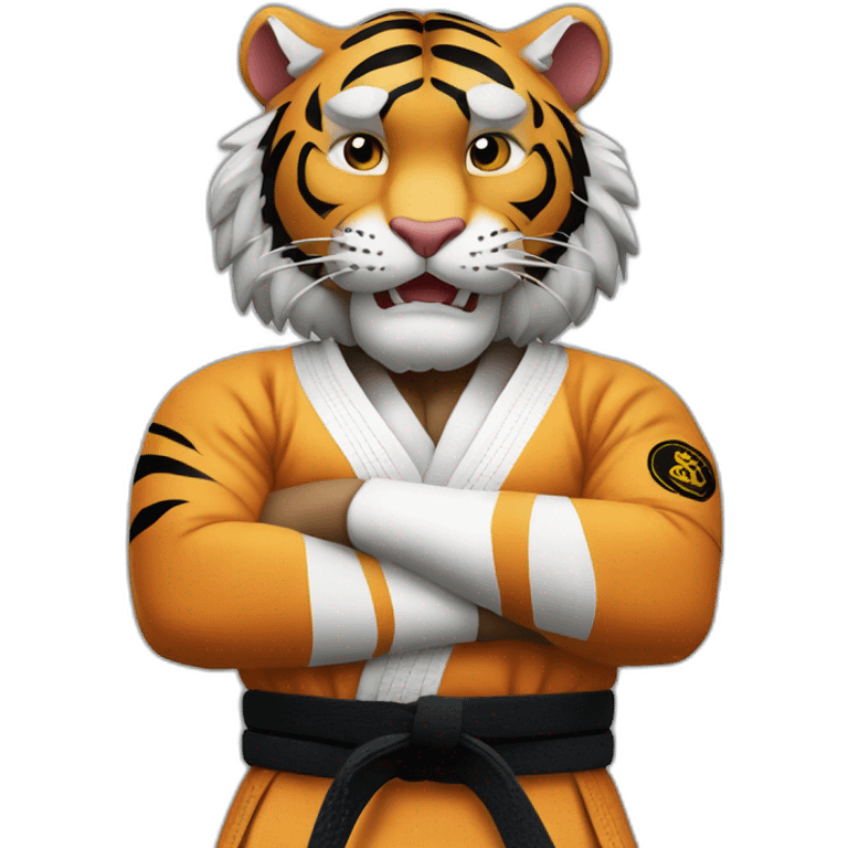 Tiger jiu-jitsu black belt with his arms crossed emoji