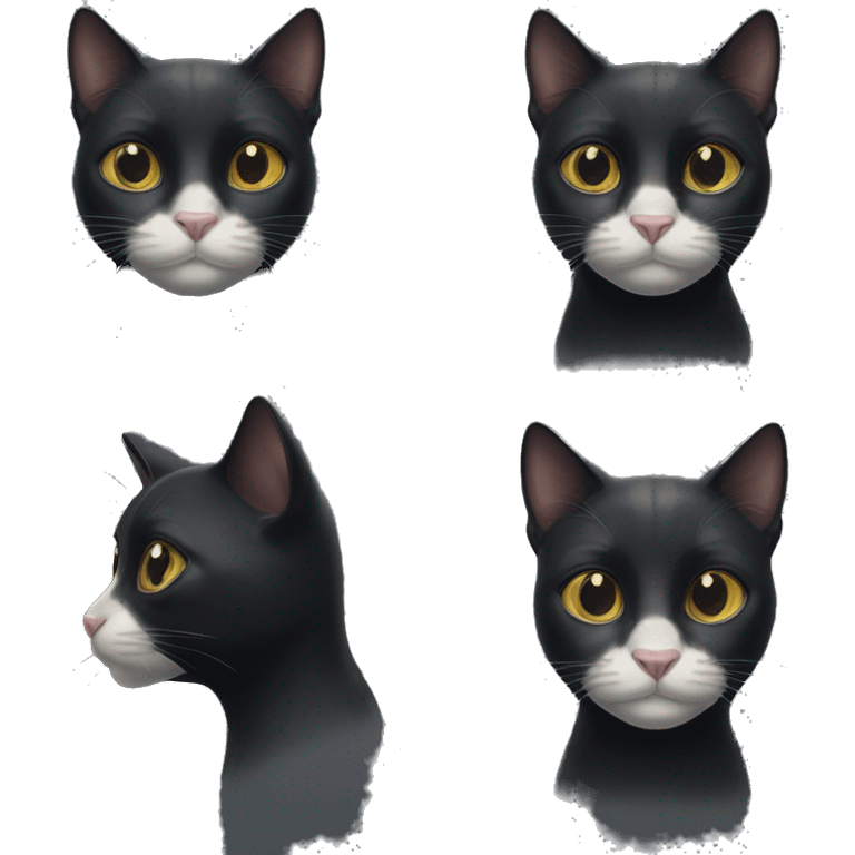 black cat with white spot on month and on the nose  emoji