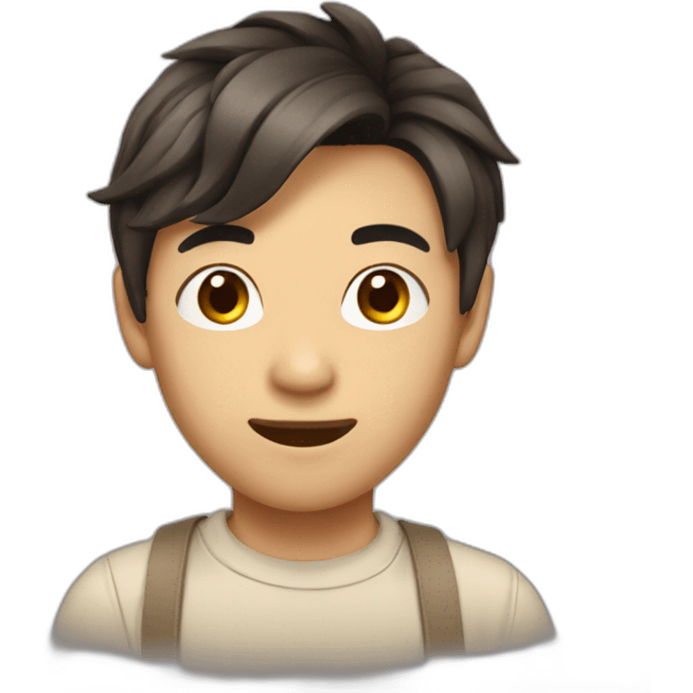 asian boy with brown curtains hairstyle and sharp angled jaw emoji