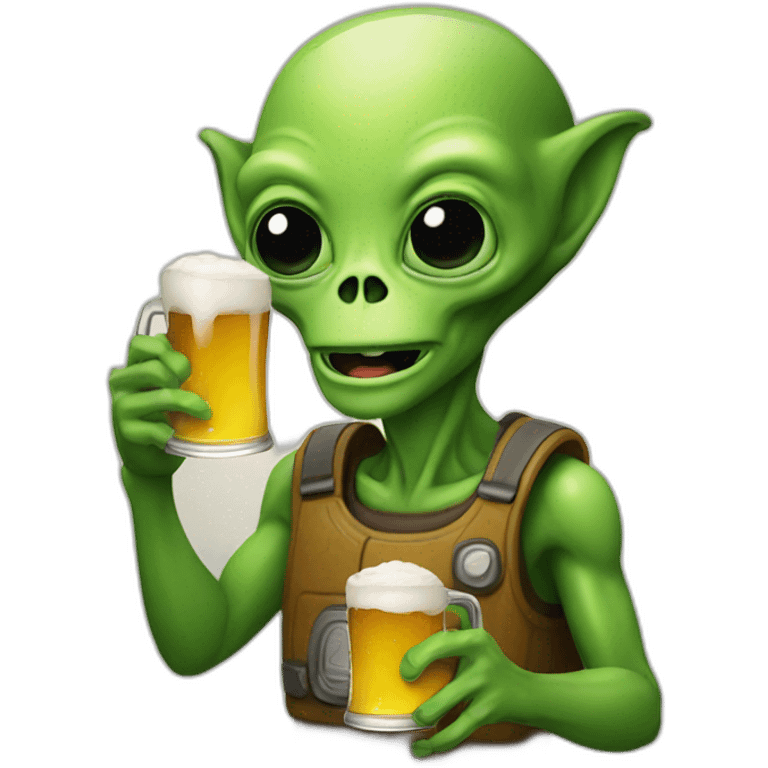 Alien holding a beer emoji