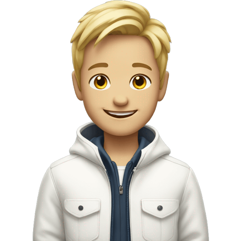 smiling boy in white jacket emoji