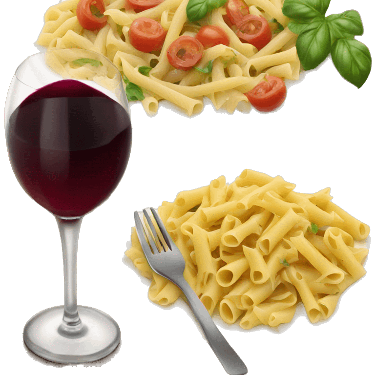 Pasta dinner with glass of red wine  emoji