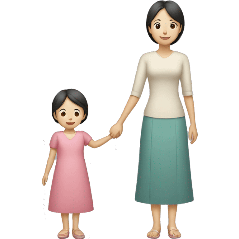 asian mother and daughter holding hands emoji