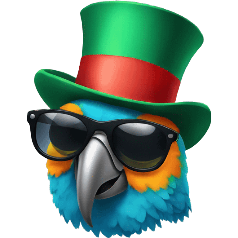 parrot with sunglasses and top hat emoji