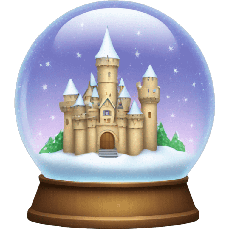 Sparkling snow globe with a castle emoji