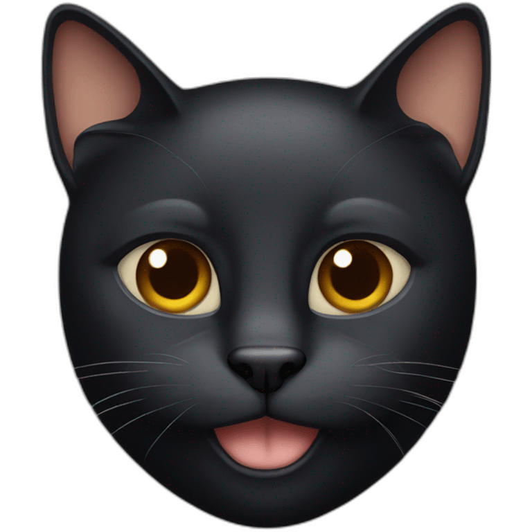 a big black cat with brown eyes holding a lid in his mouth emoji