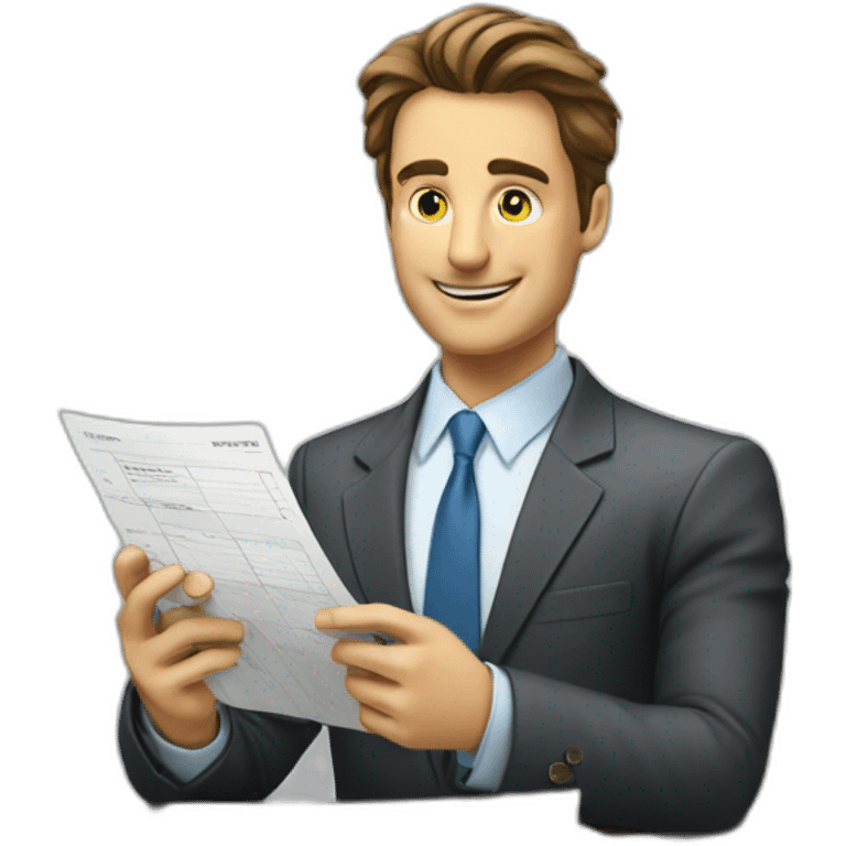 business man checking balance sheets emoji