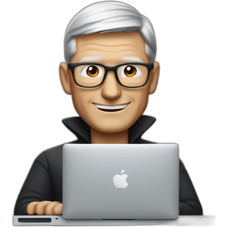 tim cook with a macbook pro emoji