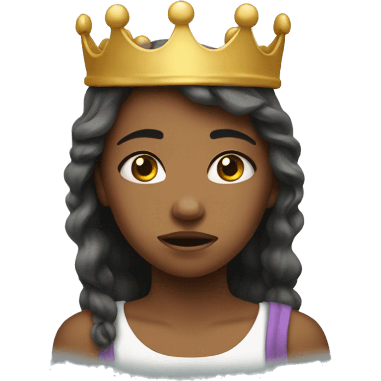 crying girl with crown on her head emoji