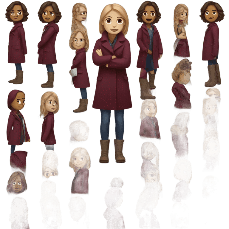 Girl with burgundy coat emoji