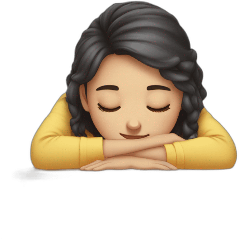 Girl who has fallen asleep with her head on a desk emoji