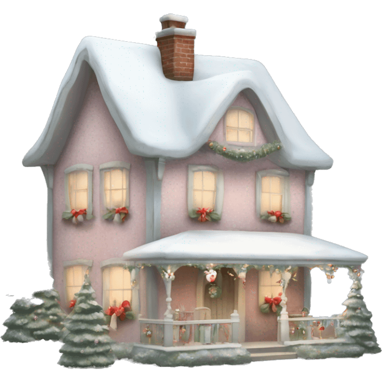 Shabby chic/coquette style Christmas cottage emoji