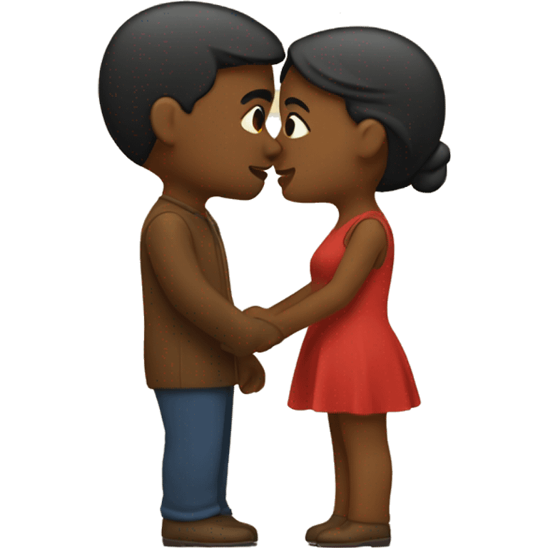 Brown couple Apple style kissing emoji