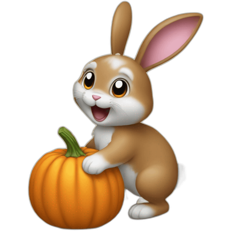 Bunny hitting a pumpkin  emoji