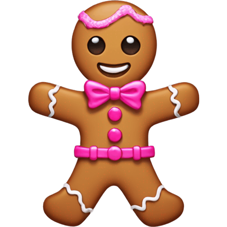 Gingerbread men with pink accesories emoji