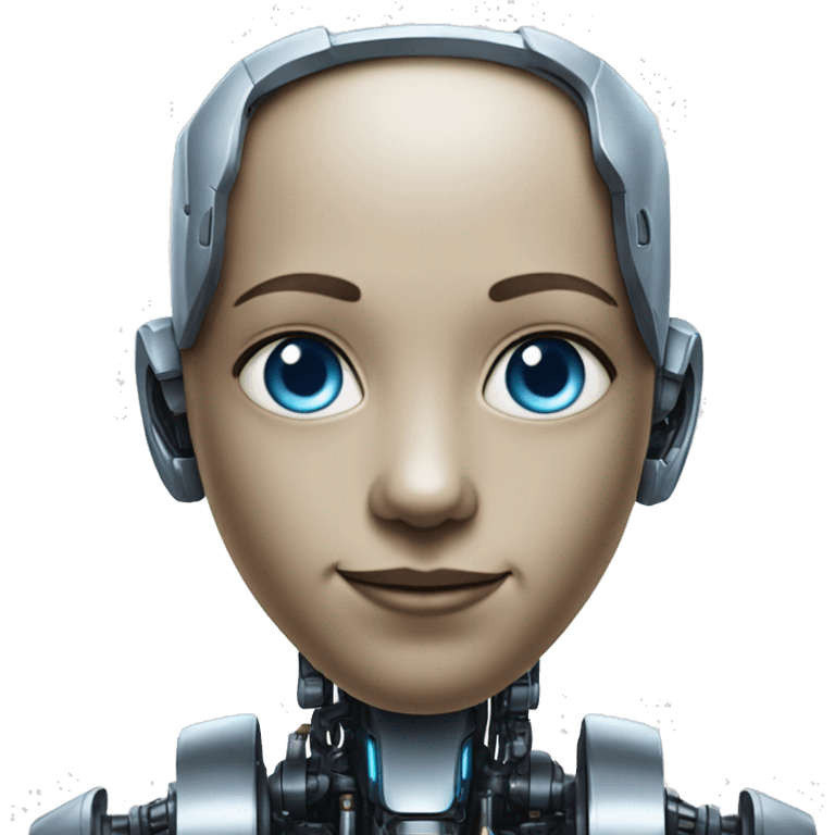 I robot sunny with blue eyes and human-like ears emoji