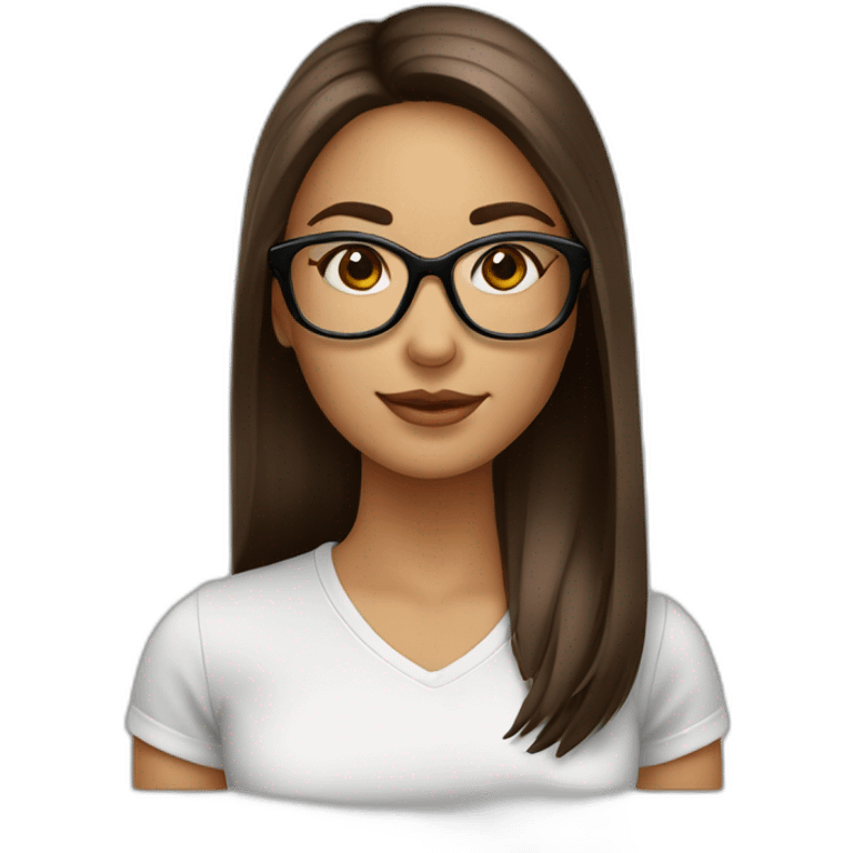 Fille cheveux lisse marron avec des lunette noir emoji