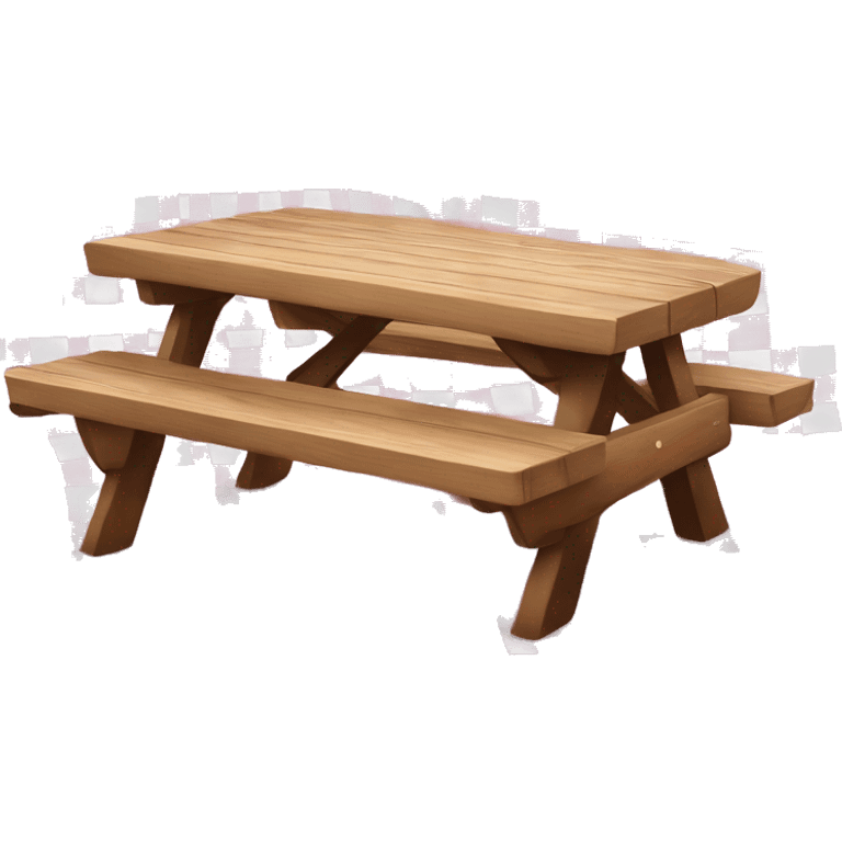 Realistic wood picnic table with pink and white checkered table cloth emoji