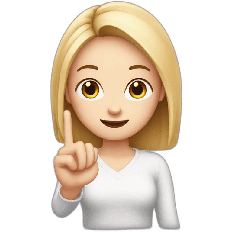 white girl showing three fingers on one hand emoji