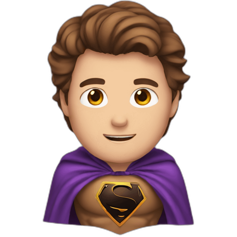 brown hair male superhero with cape emoji