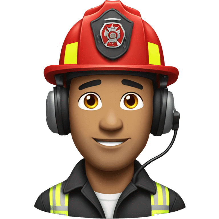 the rock as fireman with headset on his head emoji