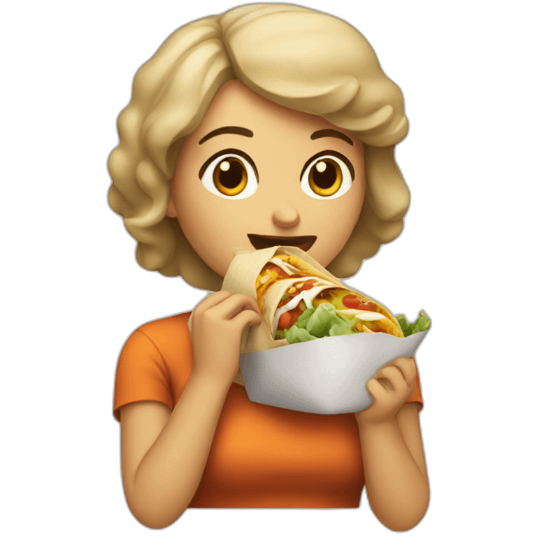 A woman eating a burrito emoji