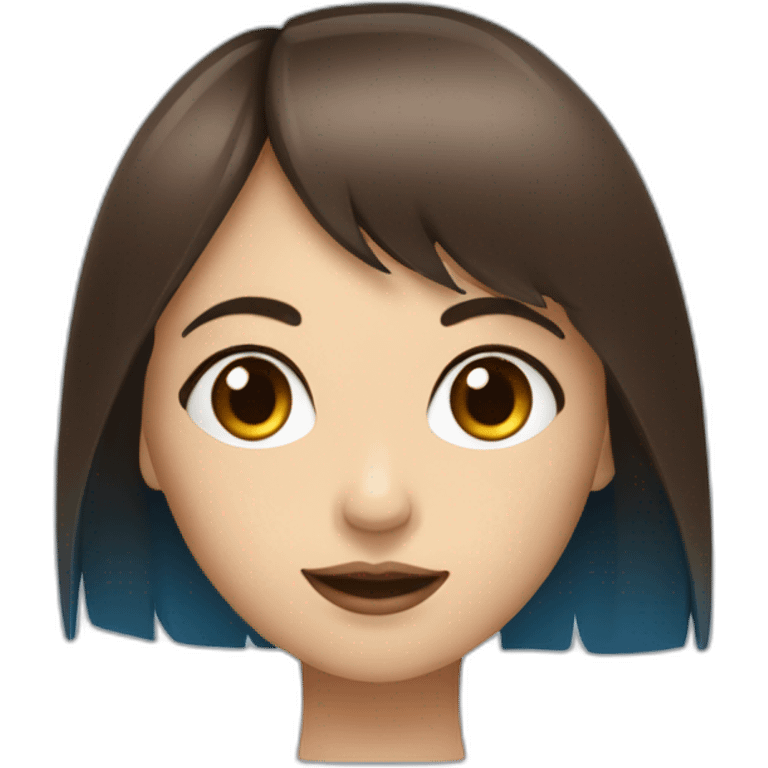 Fille aux yeux bleu brune avec une frange emoji