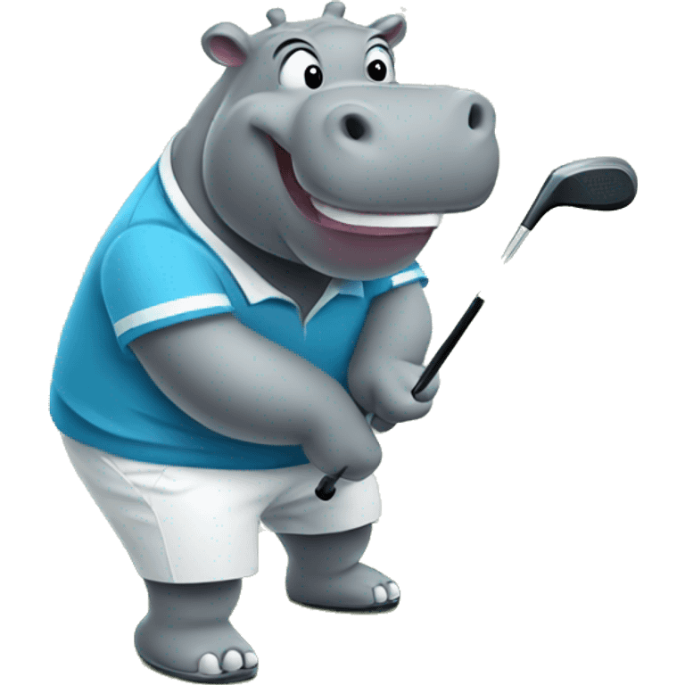 A hippo playing golf emoji